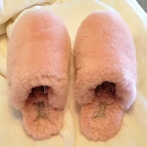 UGG Australia Slippers Womens 7 Fluff Clogs Flats Comfort 1005564 Pink Leather